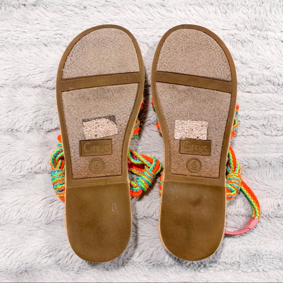 Circus Sam Edelman Neon Athena Bright Colorful Funky Espadrille Rope Sandals 6 - Picture 6 of 7